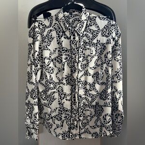 🐮🩶🖤EXPRESS RELAXED PRINTED BOW PORTOFINO BLOUSE🖤🩶🐮